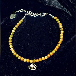 Unakite Anklet with Evil Eye Charm
